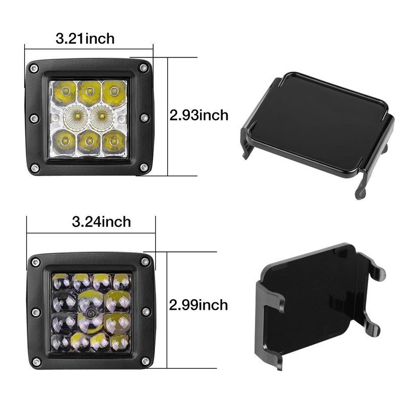 SWATOW INDUSTRIES 3 Inch Black LED Pod Covers 2PCS Square