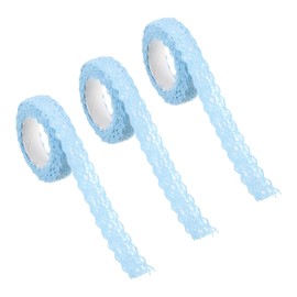 PATIKIL 0.7" Wide 2 Yards Self-Adhesive Lace Tape Lace Ribbon, 3 Pack Cotton Washi Trim Stickers Masking for Craft Scrapbooking DIY Card Making, Blue