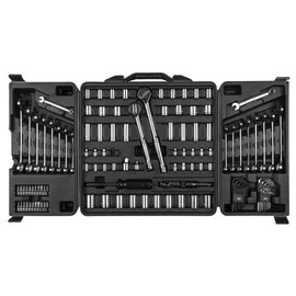 Performance Tool W1525 SAE/Metric Tri-Fold Mechanic's Tool Set for Auto Repairs, Gray, 1/4-Inch, 3/8-Inch & 1/2-Inch Drive, 125 Pieces