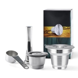 Reusable Stainless Steel Coffee Capsules Compatible with L'OR B-arista LM8012/60 -Refillable Metal Espresso Pods for L'or and N-espresso Machines, with Stainless steel spoon and tamper, 2pcs