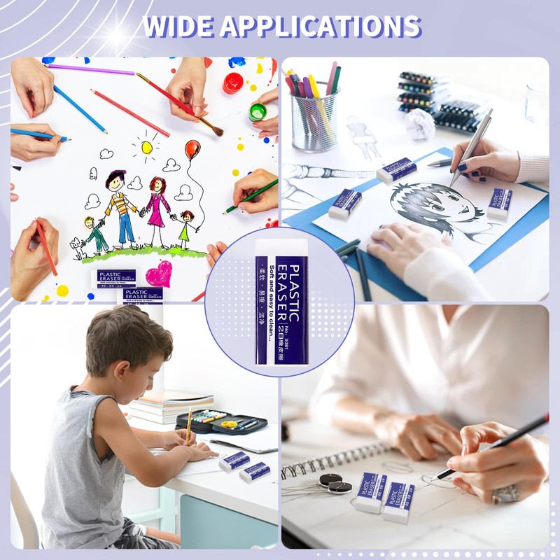 VINEST 15PCS Soft Rubber Eraser, 2B Rubbers Erasers for Kids