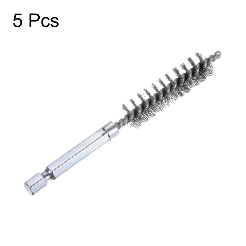 HARFINGTON 5Pcs 304 Stainless Steel Bore Brush 12mm Dia 4"