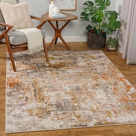Livabliss Shweta Modern Abstract Area Rug, 5'2 x 7', Medium Brown/Rust