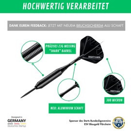 Champify *NEW 23g Brass Darts Set "Nighthawk" with Steel Tip | 3 Darts with 6 Shafts & Flights | Includes Other Accessories | Darts with Steel Tips Ideal for Darts Beginners