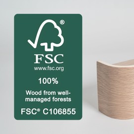 Kazai. Wall-Mounted Coat Rack 'Toke' | Modern Design Coat Rack with Hidden Wall Hooks | Solid Wood Veneer Panel Coat Hanger | Oak, White