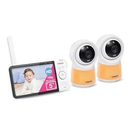 VTech VTech RM5754-2HD Smart Wi-Fi Video Baby Monitor with 5” Display and 1080p HD Cameras, Built-in Night Light & 2 Cameras, White