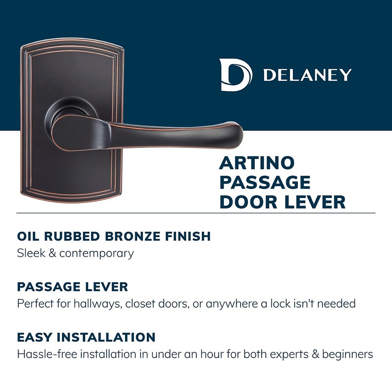 Delaney Callan Hardware Artino Passage Door Handle, Fits Doors 1-3/8