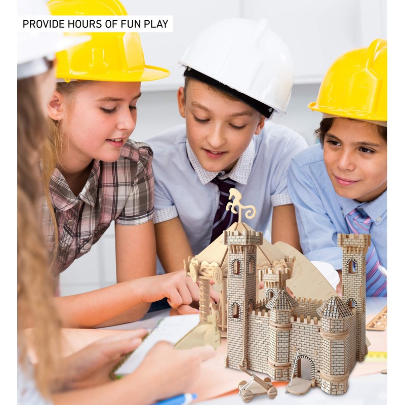 Puzzled 3D Puzzle Castle Set Wood Craft Construction Model Kit,