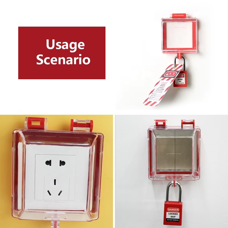 HiLKCO Emergency Stop Push Button Cover Lockout with Padlocks,Switch Cover