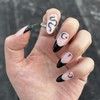 Stick on Nails French Tip - 24pcs Laser Glitter Black