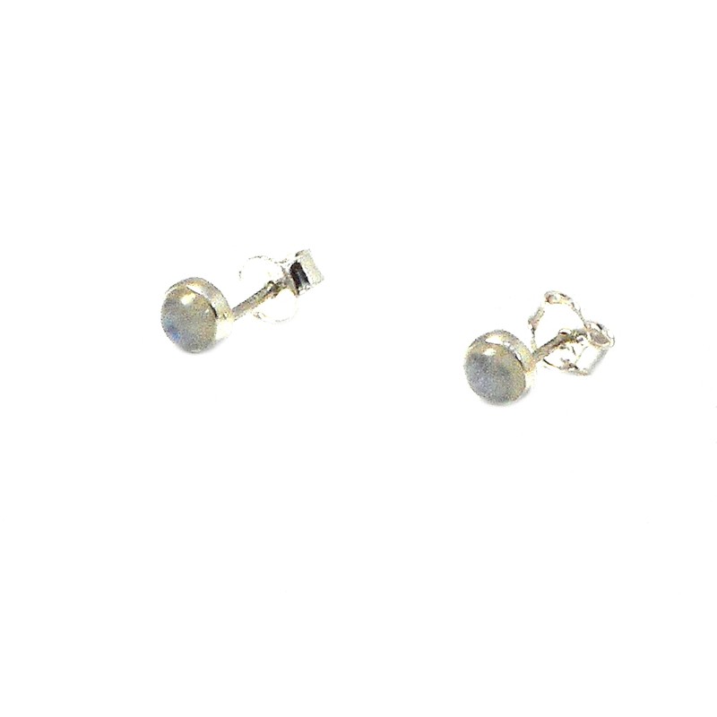 Art Gecko MOONSTONE round shaped Sterling Silver Gemstone STUD/Earrings 925-5