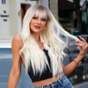 Gradient Blonde Brown Long Curly Wig Women Heat Resistant Synthetic