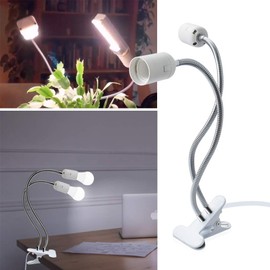 Klarlight Lamp Holder E27 with Cable and Switch EU Plug, Edison Screw Clamp Lamp Table Lamp Clip Lamp Base, Gooseneck 360 Degree Flexible, for Night Reading, Plant Growth