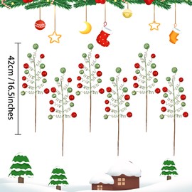 Viryfite 8 Pack Artificial Christmas Tree Picks Sprays 16.5Inch Christmas Ornaments Glitter Ball Picks Christmas Tree Topper for Xmas Tree Wreath Wedding Vase Holiday Home Decor