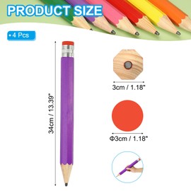 PATIKIL 4 Pcs Wooden Giant Pencil, 13.4 Inch Big Pencil Props Large Funny Novelty Pencils with Cap for Home Decor Office Christmas Party, Purple