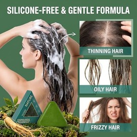 Nature Triangle Usman Grass Shampoo Bar, Nature Seven Green Soap Shampoo para el crecimiento y engrosamiento del cabello, champú sólido calmante y for