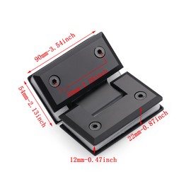 Ranbo Heavy Duty 135 Degree Shower Glass Door Hinge, Solid 5mm 304 Stainless Steel, Glass-to-Glass Mount,for 5/16"-1/2" (8mm-12mm) Frameless Doors, One-Piece Precision Cast, Matte Black, 1 PC