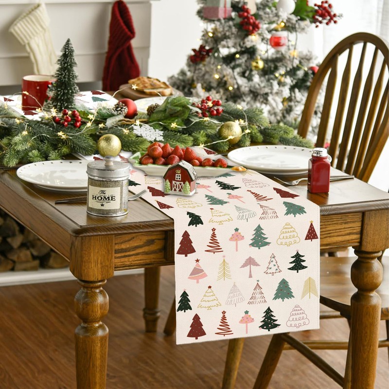 Boho Christmas Table Runner Farmhouse Christmas Table Cover Cute New