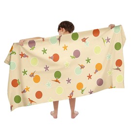 Ulticool Safari Animals Nature Giraffe Elephant Towel - Child Girl Boy - Quick Drying Microfibre Bath Towel - 140 x 70 cm - Travel Fitness Gym Sports Spa Yoga - Beige Khaki