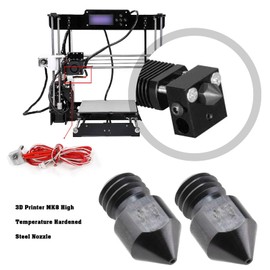 VGOL Pack of 2 3D Printer MK8 Nozzle Made of Hardened Steel 0.6 mm High Temperature Nozzles Compatible with MakerBot Compatible with End 3 End 3S Metal Hotend Black