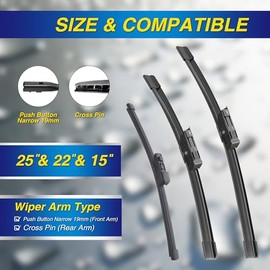 5 PLUS - Limpiaparabrisas de silicona de repuesto para limpiaparabrisas Volkswagen VW Tiguan 2018-2022 (juego de 3), limpiaparabrisas de repuesto...  