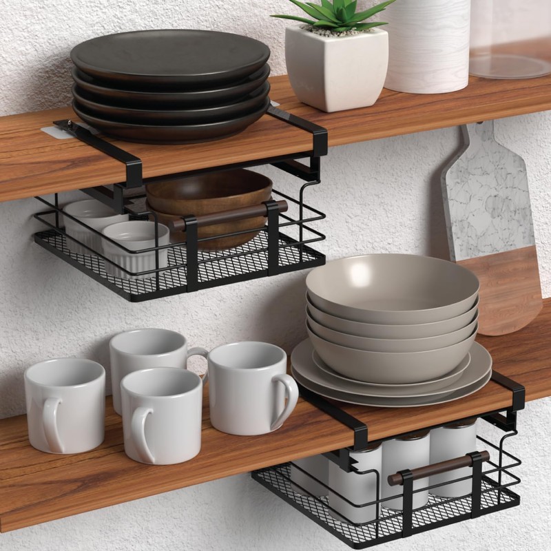 Home Zone Living 2-Pack Under Shelf Pull-Out Drawer Kitchen Cabinet