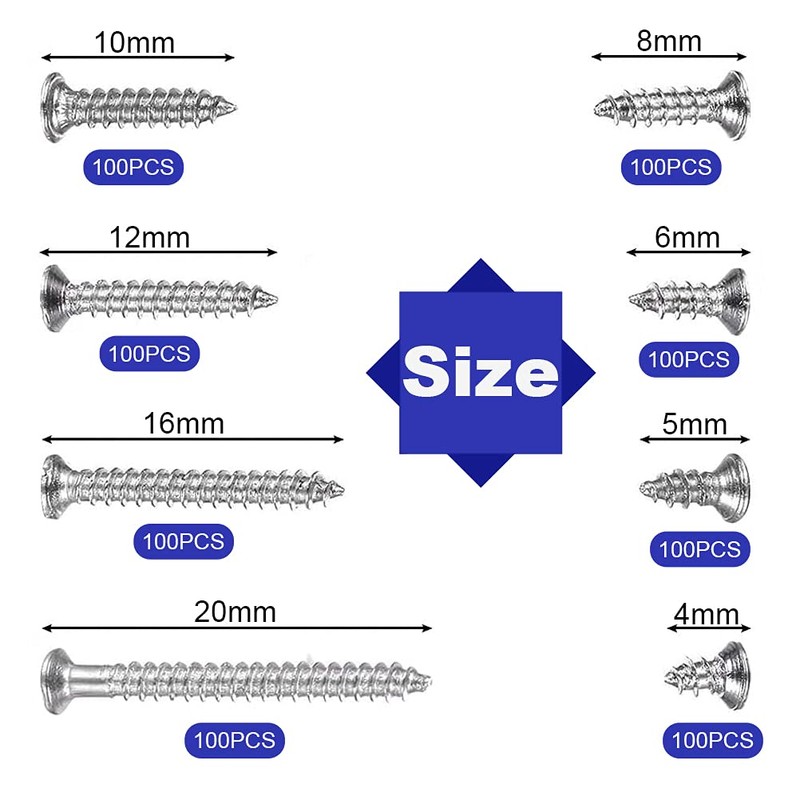 Screws Set, XCOZU 800 Pieces M2 Self-Tapping Screws Assortment 4