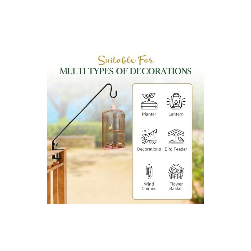 Railing Hook Upgraded Bird Feeder Hanger for Railing, 28inch Deck
