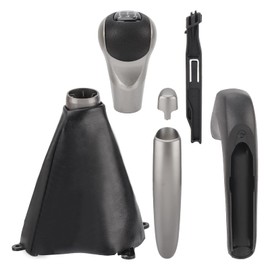 AUTOKAY Set of 3 Parking Brake Handle Grip Knob Set Fits for Honda Civic 2006-2011 Manual Gear Stick Shift Shifter Knob Head with 5 Speed and Boot Dust Cover PU Leather