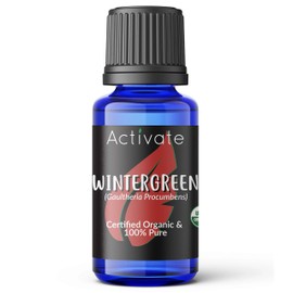 Activate Wintergreen Organic Essential Oil 100% Pure, USDA Certified Organic, Premium Grade, Undiluted, Natural, Aromatherapy & Diffuser Use, Helps Skin Conditions & Acne & Sore Throat 10ml