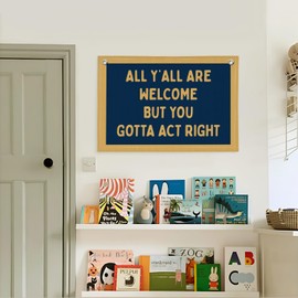 Lacama Vintage Wall Decor Flags For Room，All Y'all Are Welcome But You Gotta Act Right Linen Hanging Flag，Gifts for Boys，Retro Bedroom Kids Room Playroom Decor Wall Banner Flag，30x20 (Orange)