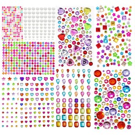 2742 Piezas brillos para la cara diamantes decorar gemas,10 Hojas Pegatinas Brillantes de stickersPara la Maquillaje de Cara Cabello para Día Festivo 