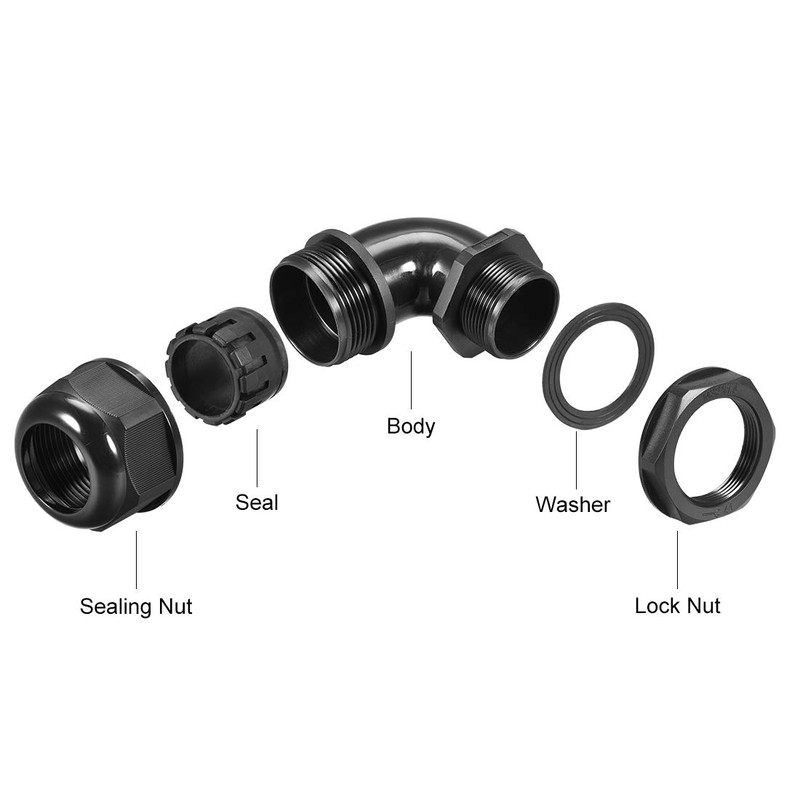 uxcell M32 Cable Gland, 90 Degree Waterproof IP68 Nylon Joint