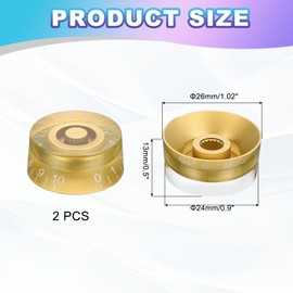MECCANIXITY 2PCS Guitar Top Hat Bell Knobs, Volume Tone Control Knobs for Electric Guitar Bass, Gold