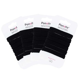 PONETTE Pack of 24 Large Black Hair Bobbles Elastic and Very Durable Spanish Brand