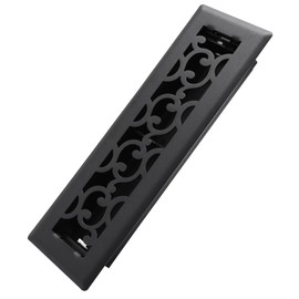 Howeall 2x10 Inches Heavy Duty Walkable Floor Register - Easy Adjust Air Supply Lever Decorative Floor Vent Covers - Savannah Design Vent Covers for Home - Matte Black