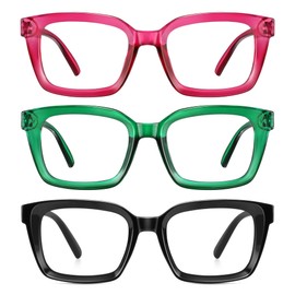 XVXV Reading Glasses for Women Men - Blue Light Blocking Readers Oversize Oprah Square Anti Glare/Eyestrain Spring Hinge(3Pack*Mix7,1.5X)