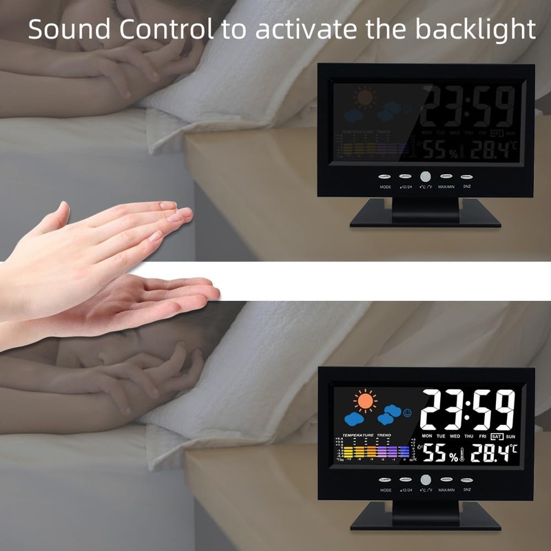 DUOBAGMA Digital LED Wall Clock, Multifunctional Electronic Clock, Living Room