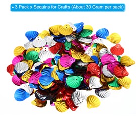 PATIKIL Total 90Gram Sequins for Crafts, 3Pack Colored Sequin and Spangles Craft Supplies for DIY Making Clothes Nails Greeting Card Scrapbook Decoration, Shell Style