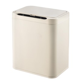 ELPHECO Stainless Steel Office Trash Can Motion Sensor Garbage Can Touchless Smart Trash Can Automatic Waste Bin for Kitchen, Office, Bathroom (Cream Beige, 3.5 Gallons), 3AA