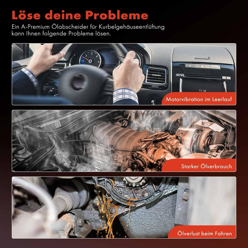 Frankberg Oil-Water Separator Ventilation Hoses for Crankcase Replace# 06K103495AG