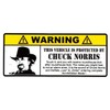 2 pcs Funny Warning Attenttion Sign Sticker Decal Chuck Norris