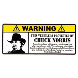 2 pcs Funny Warning Attenttion Sign Sticker Decal Chuck Norris Flag American Sticker