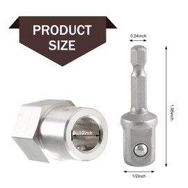 Arwrilt Trailer Jack Drill Adapter, Stainless Steel Top Wind Trailer Jack Crank Handle Drill Adapter, with 1/2" Socket Adapter Drill Bit, Trailer Gearbox for Drill, Replace Tool for Trailer(Sliver)