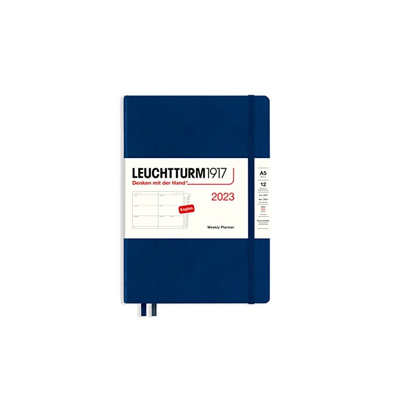 LEUCHTTURM1917 365949 Weekly Planner Medium (A5) 2023, 12 Months, Navy,