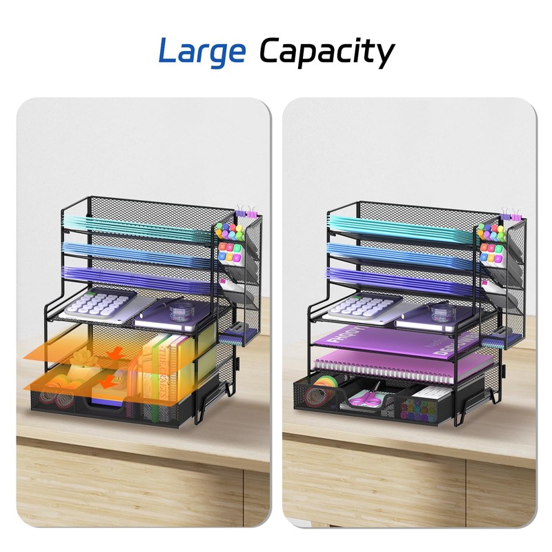 REEPLAN 4 Tier Desk Organizer + 3 Tier File Holder