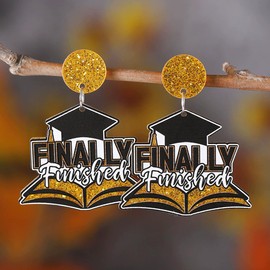 Graduation Earrings for Women Shiny Graduation Cap Charm Dangle Earrings Statement Letter Congrats Grad Friendship Jewelry Inspirational Gifts-Style A