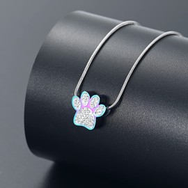 QGJNSGC Pet Cremation Jewelry for Ashes Paw Print Urn Necklace for Ashes for dog Ash Necklace Keepsake Jewelry for Cat' Ashes Pendant Memorial Gifts