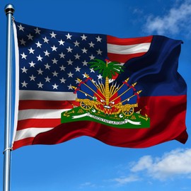 Kdasiu Haiti Haitian American America Usa Flags 2x3 Ft Double-Sided Printed With 2 Brass Grommets Indoor Outdoor Decorative Banner 2x3 Foot National Flag For Outside
