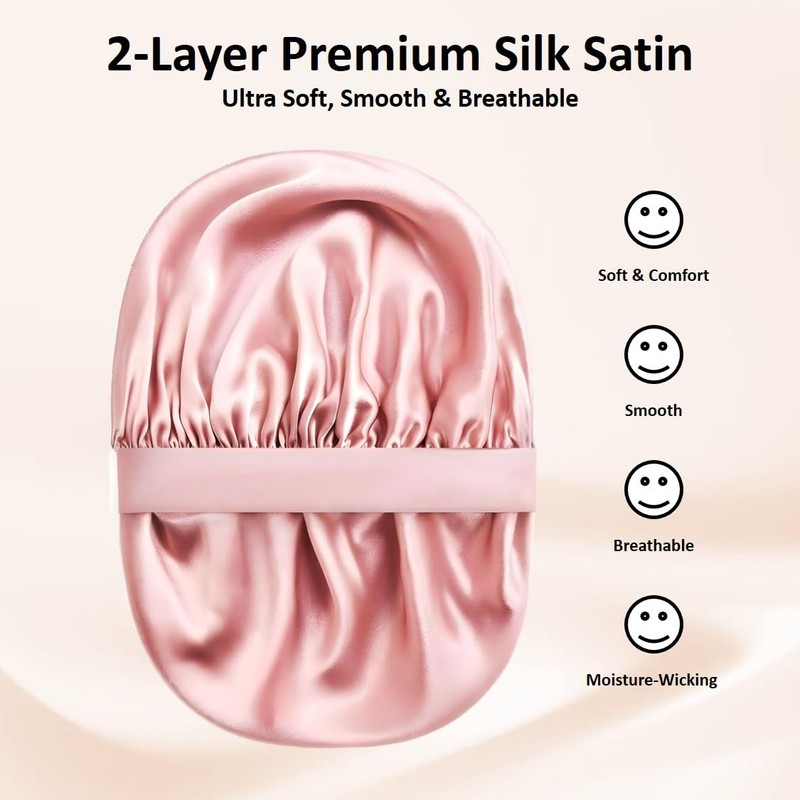 RosyReeds Satin Bonnet for Sleeping Women with Tie Band (Pink)